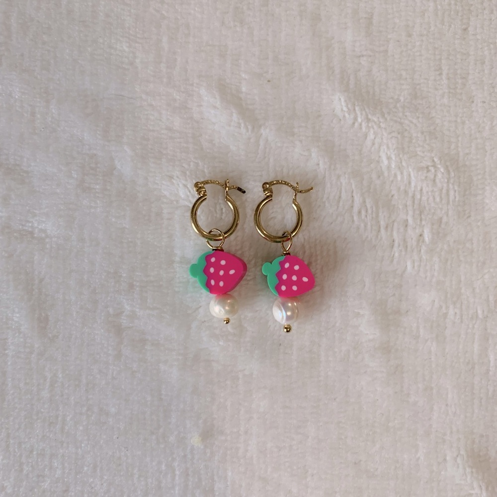 Polymer Clay and Freshwater Pearl Earrings